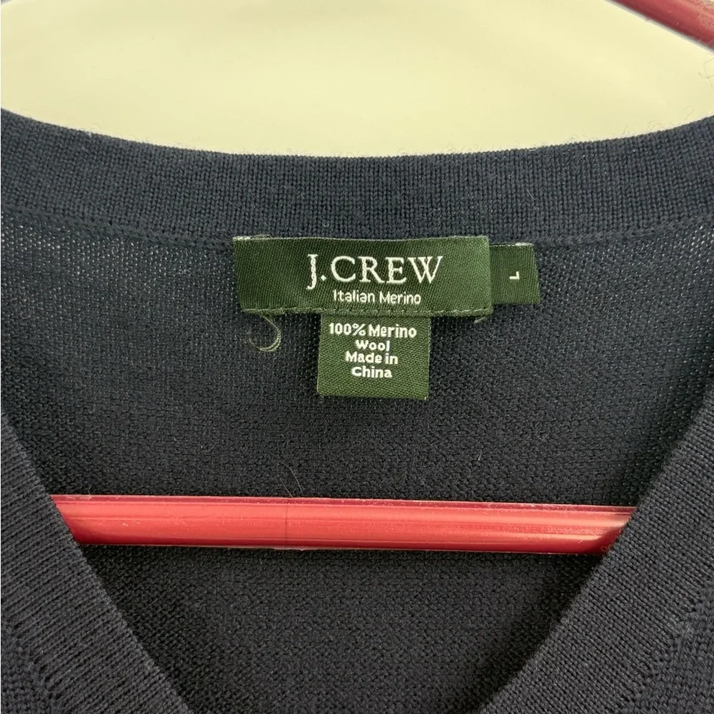 J.Crew Italian Merino Wool Sweater Vest Navy V-Neck Preppy Academia Quiet Luxury - Picture 9 of 9